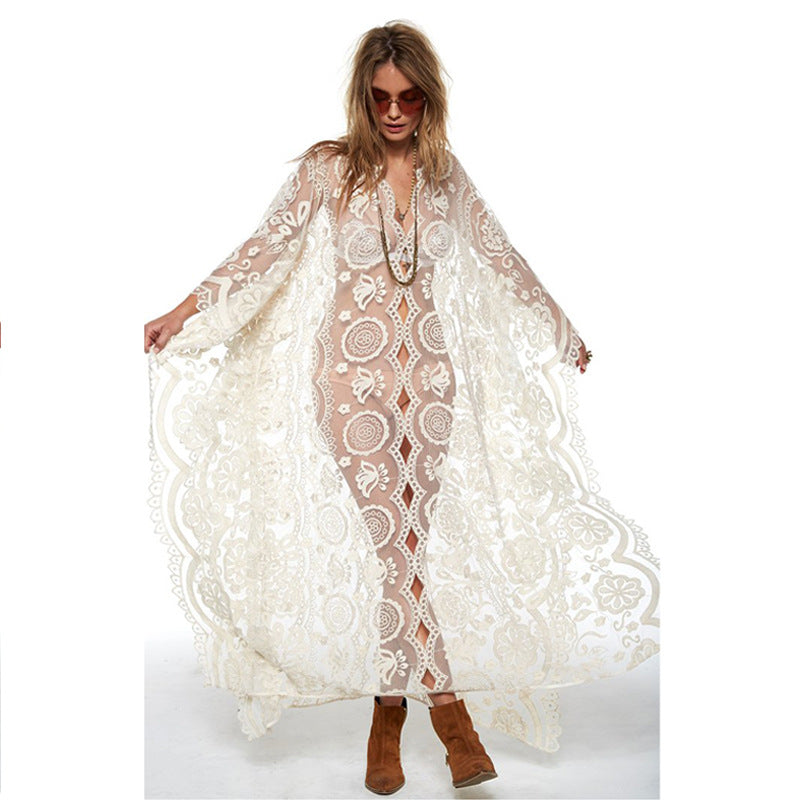 Women's Vacation Beach Sun Shield Long Robe Bohemian Dress