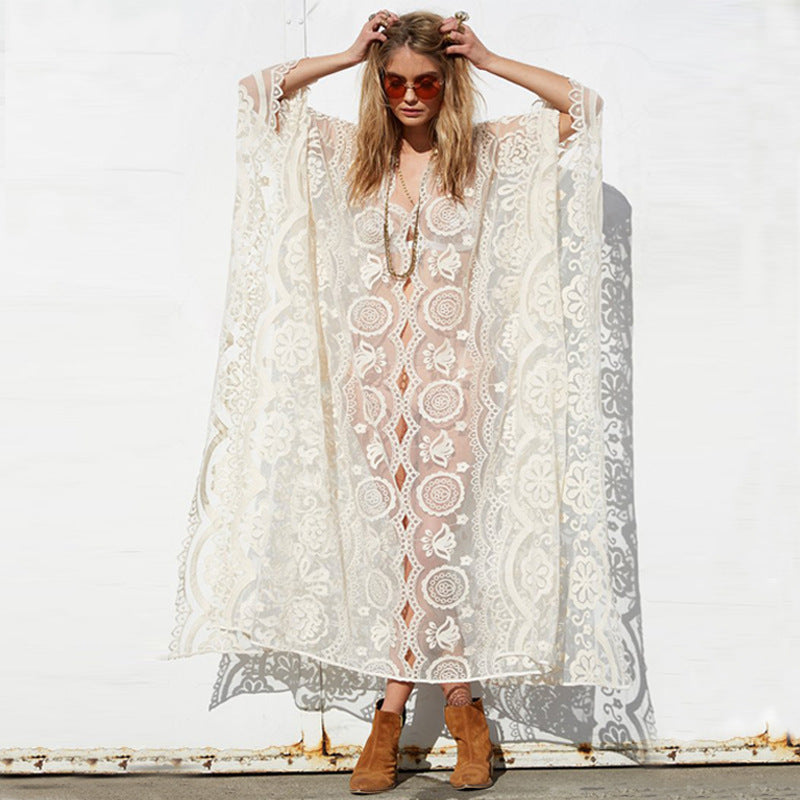 Women's Vacation Beach Sun Shield Long Robe Bohemian Dress