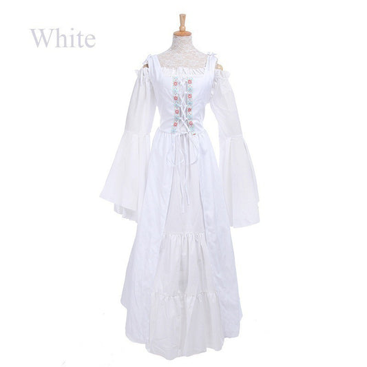 Square Collar Tied Waist Medieval Renaissance Dresses