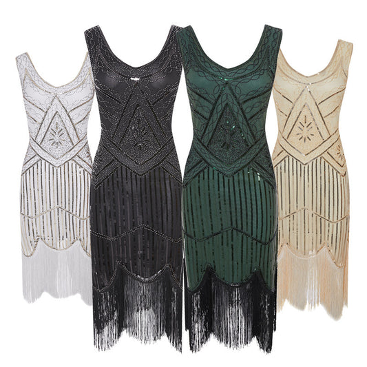 Retro Sequin Formal Dress Beaded Tassel Wedding Dresses