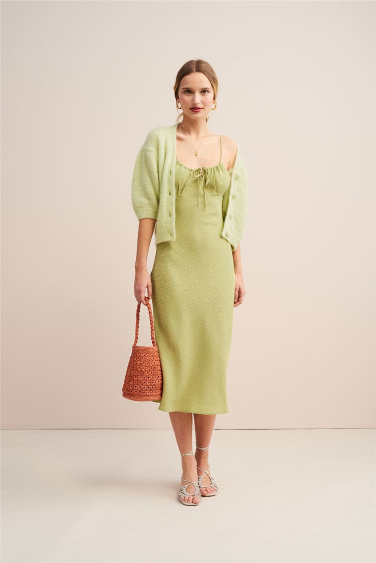 Women's Rayon Polka Dot Halter Spaghetti Straps Dresses