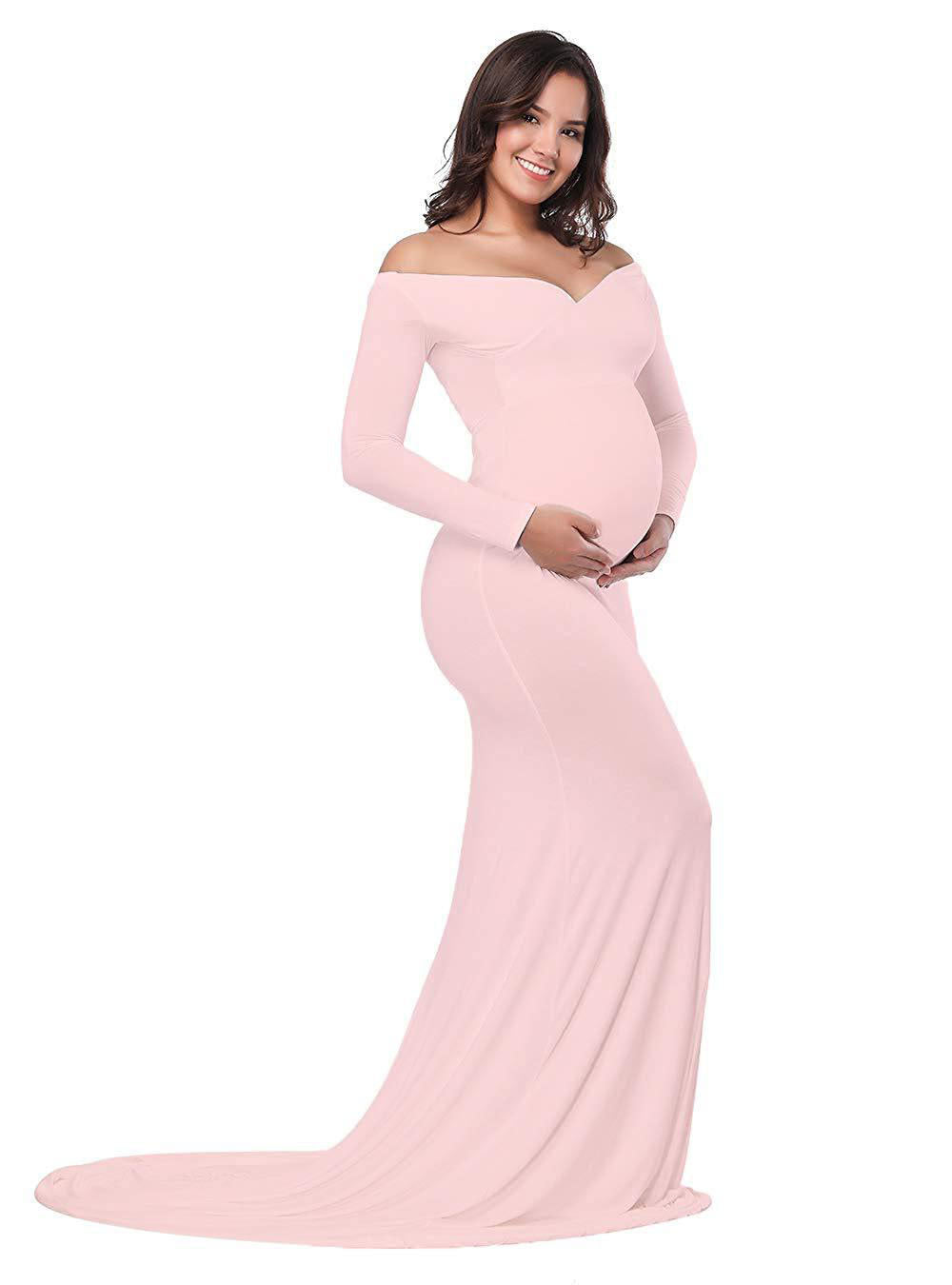 Women's Mercerized Cotton Pregnant Trailing Long Dress Dresses