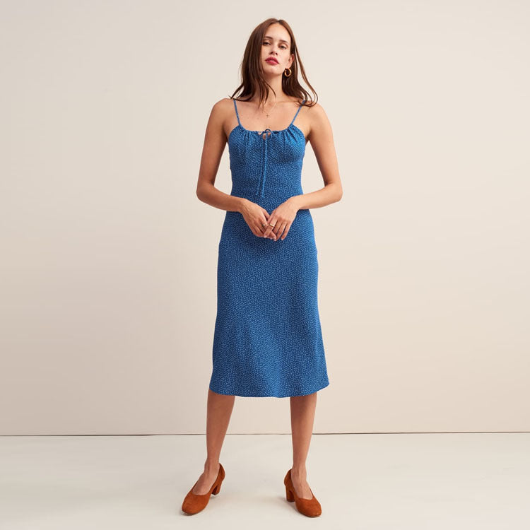 Women's Rayon Polka Dot Halter Spaghetti Straps Dresses