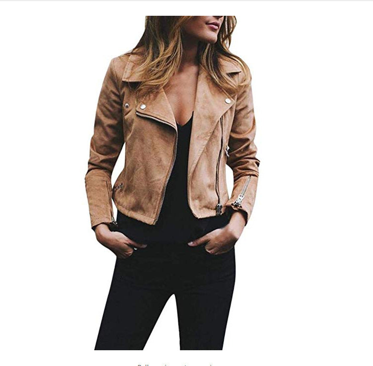 Women's Versatile Lapel Oblique Zipper Woolen Jackets