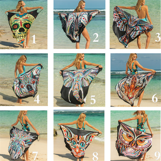 Animal Print Shawl Swimsuit Outer Lining Dresses