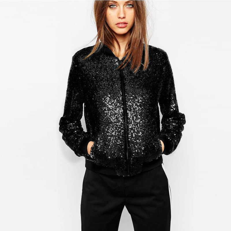 Fashion Sports Style Full Sequined Baseball Jackets