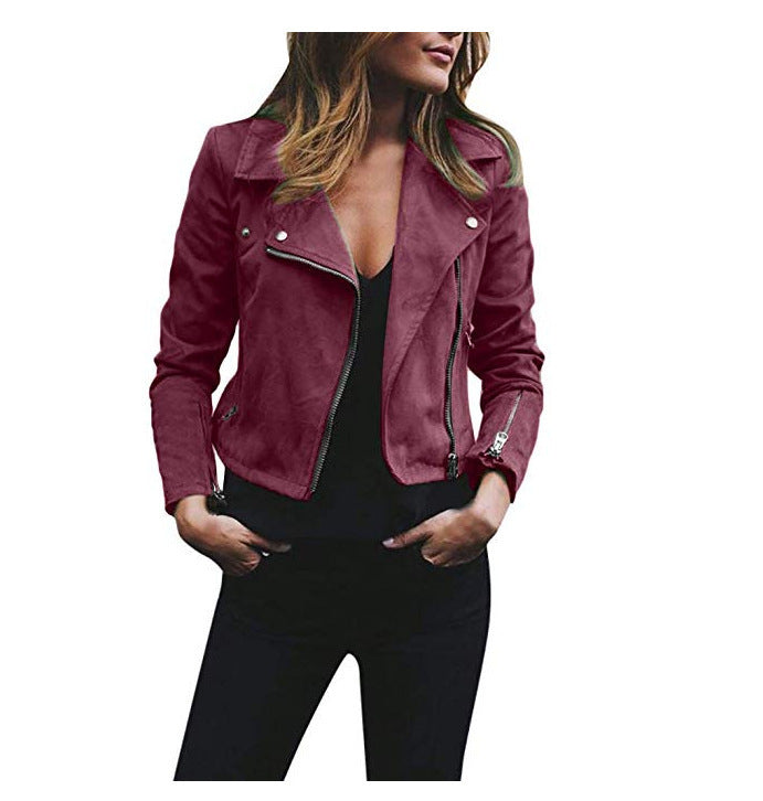 Women's Versatile Lapel Oblique Zipper Woolen Jackets