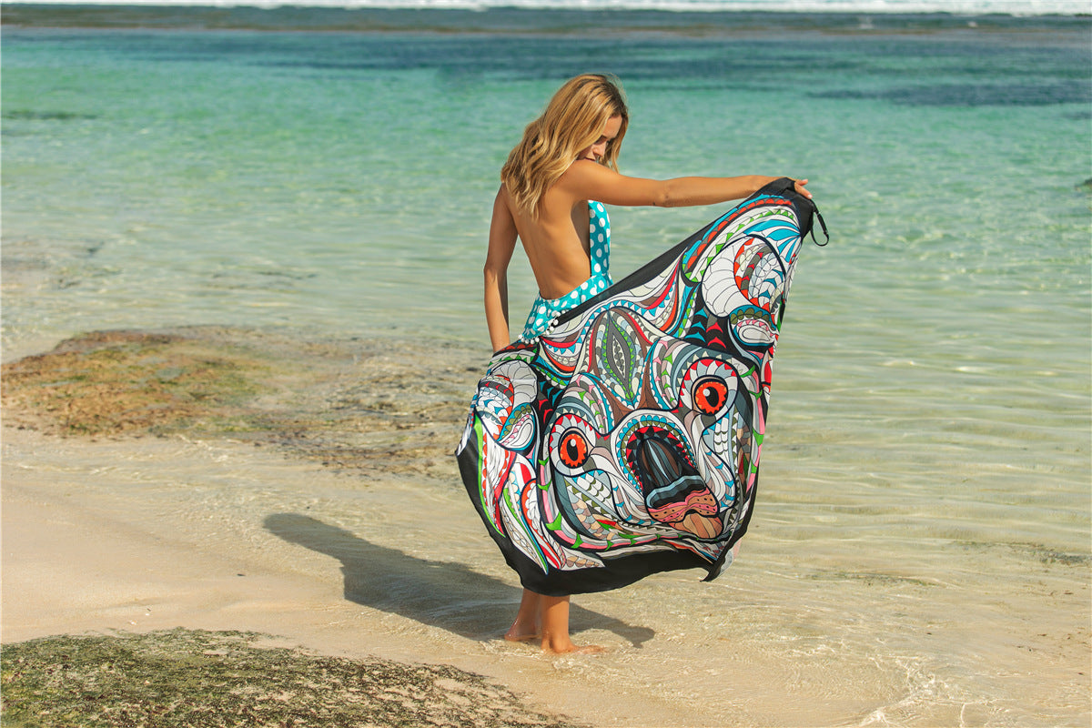 Animal Print Shawl Swimsuit Outer Lining Dresses