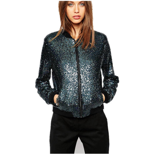 Fashion Sports Style Full Sequined Baseball Jackets