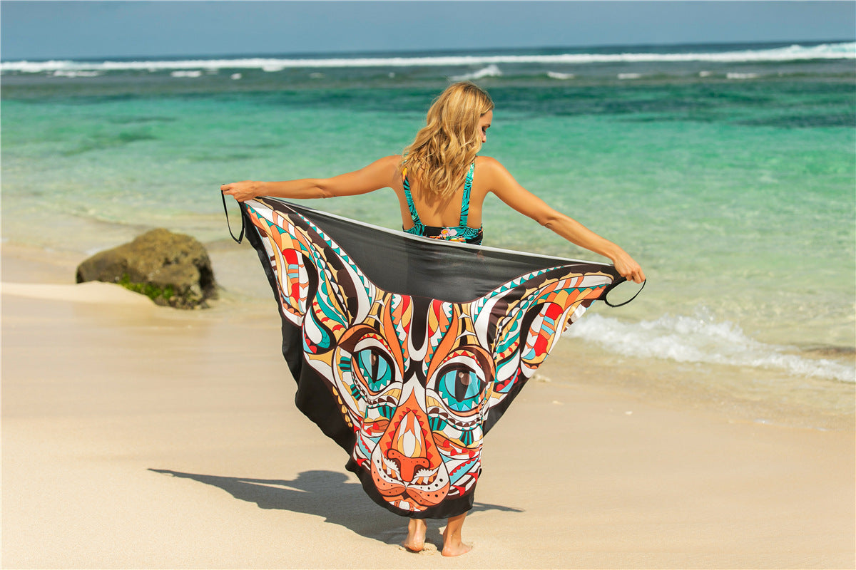 Animal Print Shawl Swimsuit Outer Lining Dresses