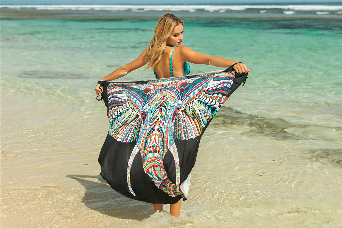 Animal Print Shawl Swimsuit Outer Lining Dresses