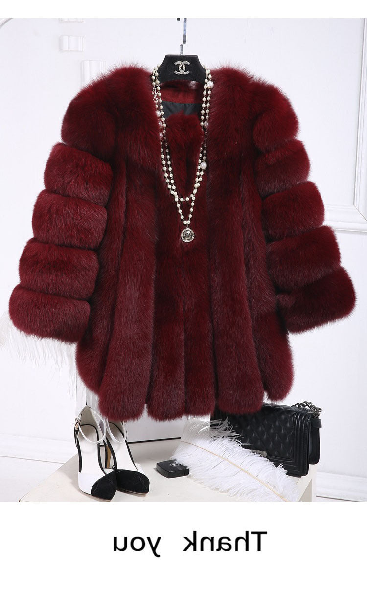 Women's Faux Fur Fox Mid-length Artificial Coats