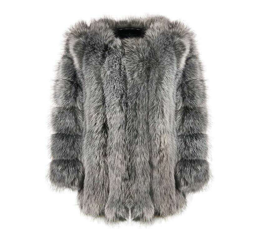 Women's Faux Fur Fox Mid-length Artificial Coats