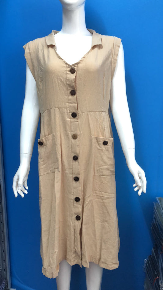 Single Breasted Clinch Dress Pocket Design Dresses