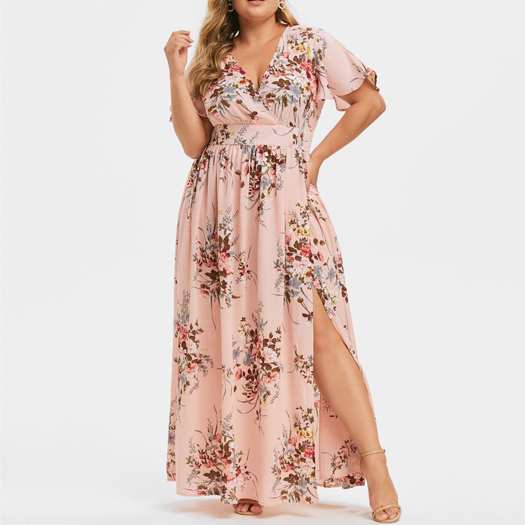 Women's Summer Long Printed Slit Hemline At Hem Shorts