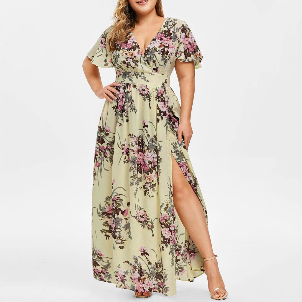 Women's Summer Long Printed Slit Hemline At Hem Shorts