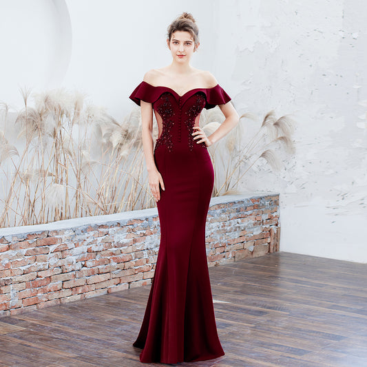 Women's Toast Bride Long Red Bardot Appreciation Dinner Skirts