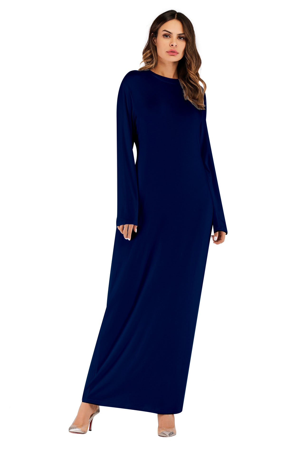 Women's Solid Color Modal Cotton Long-sleeved Bottoming Dress