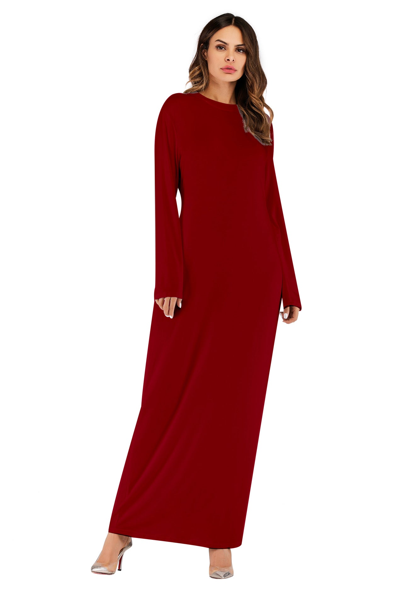 Women's Solid Color Modal Cotton Long-sleeved Bottoming Dress