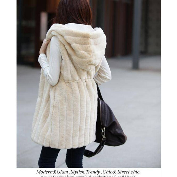 Women's Imitation Fur Korean Mid-length Rabbit Plush Coats