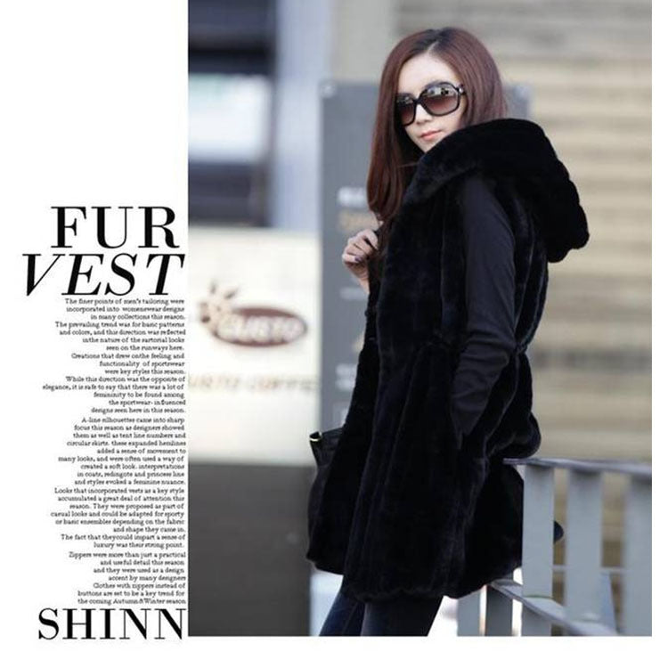 Women's Imitation Fur Korean Mid-length Rabbit Plush Coats