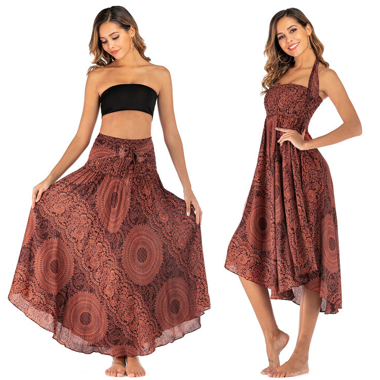Casual Thai Dress Beach Vacation Two-way Large Dresses