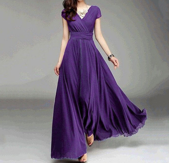 Sleeve Bohemian Chiffon Slim Looking Belly Dress