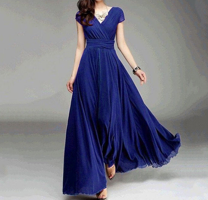 Sleeve Bohemian Chiffon Slim Looking Belly Dress