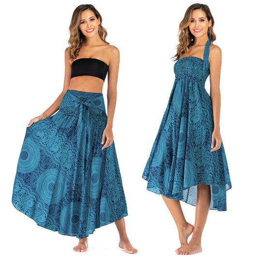 Casual Thai Dress Beach Vacation Two-way Large Dresses