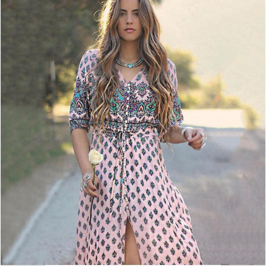 Blue Long Dress Trendy Beach Bohemian Dresses