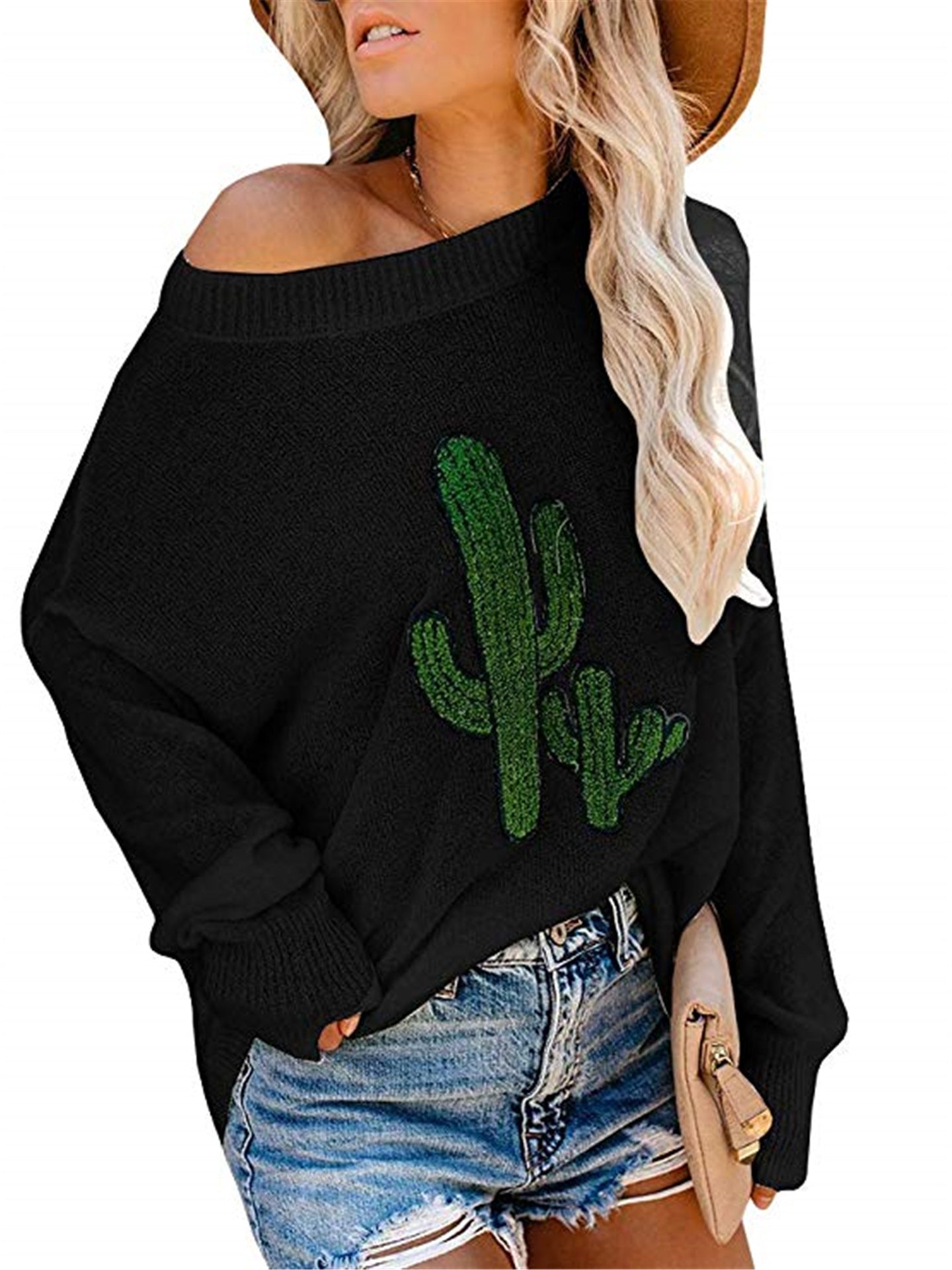 Slouchy Women's Fashion Popular Ripped Pullover Women's Sweater