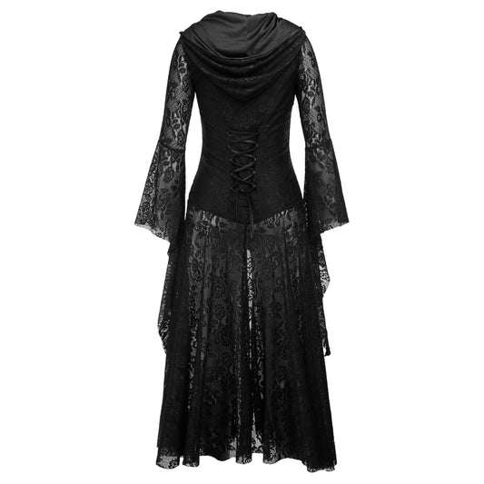 Women's Black Dress Gothic Retro Mid-length Lolita Dresses