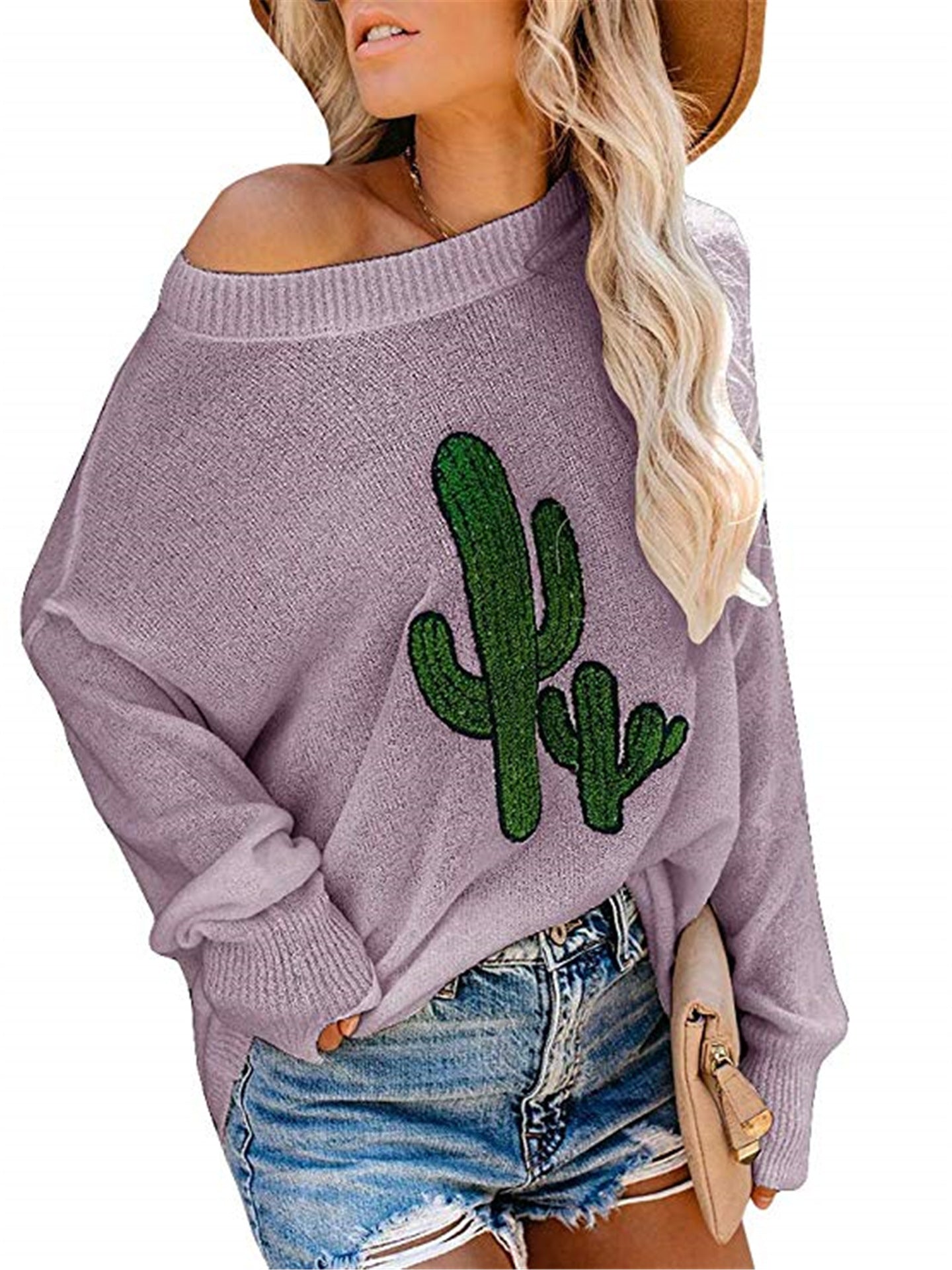 Slouchy Women's Fashion Popular Ripped Pullover Women's Sweater