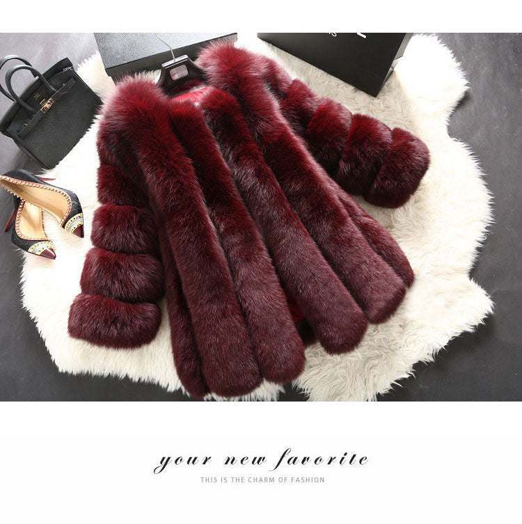 Women's Classic Faux Fox Fur Mid-length Coats