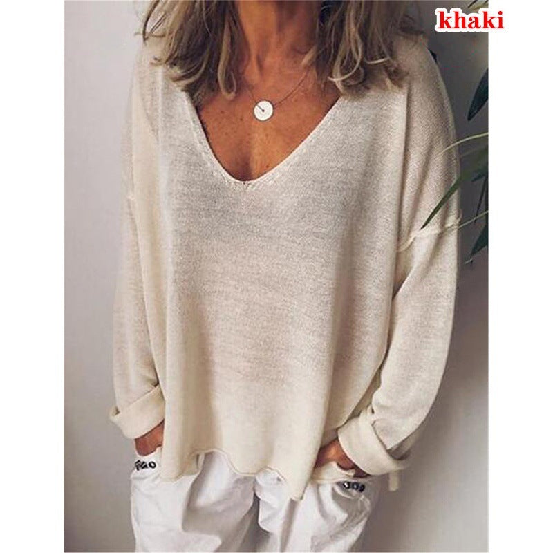 Women's Cotton Blend Solid Color Long Sleeve Blouses
