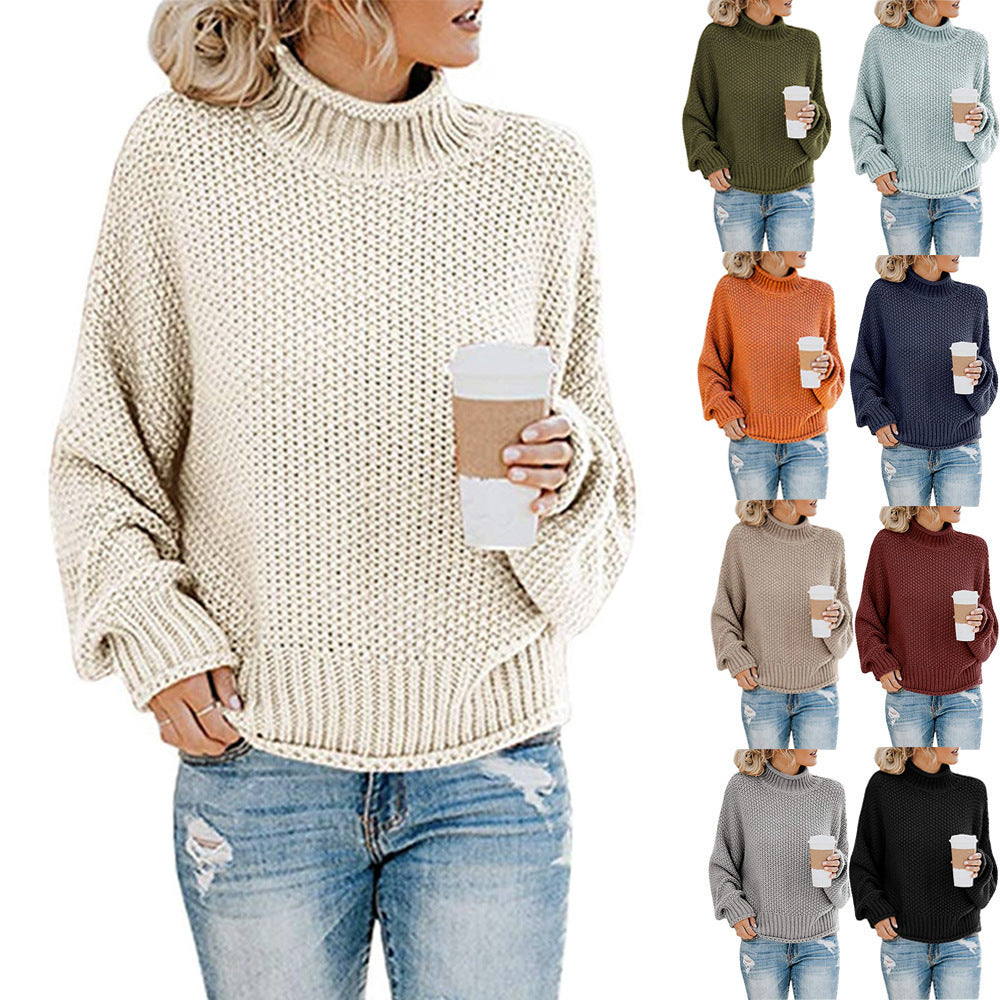 Durable Women's Thick Thread Turtleneck Pullover Sweater