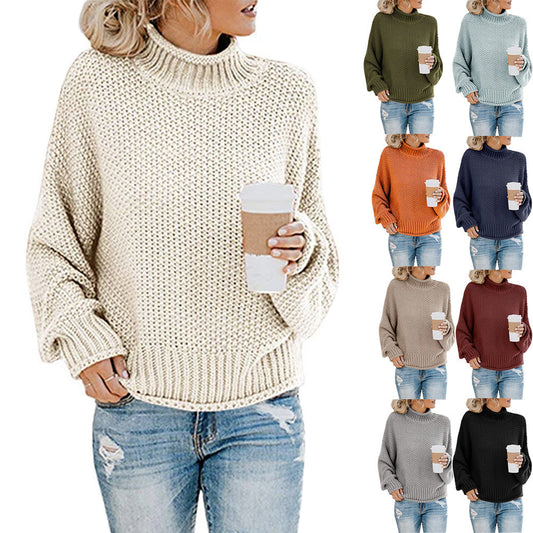 Durable Women's Thick Thread Turtleneck Pullover Sweater