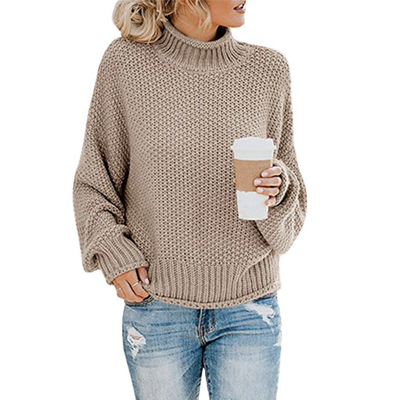 Durable Women's Thick Thread Turtleneck Pullover Sweater