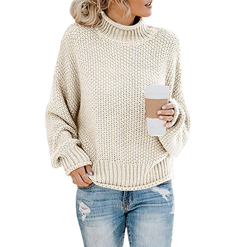 Durable Women's Thick Thread Turtleneck Pullover Sweater
