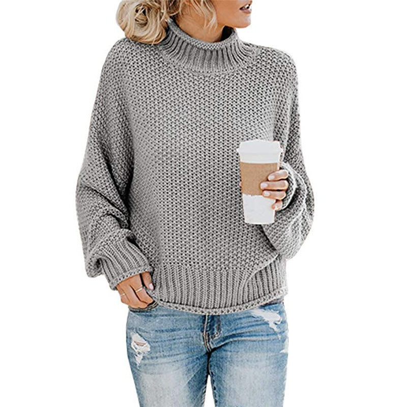 Durable Women's Thick Thread Turtleneck Pullover Sweater