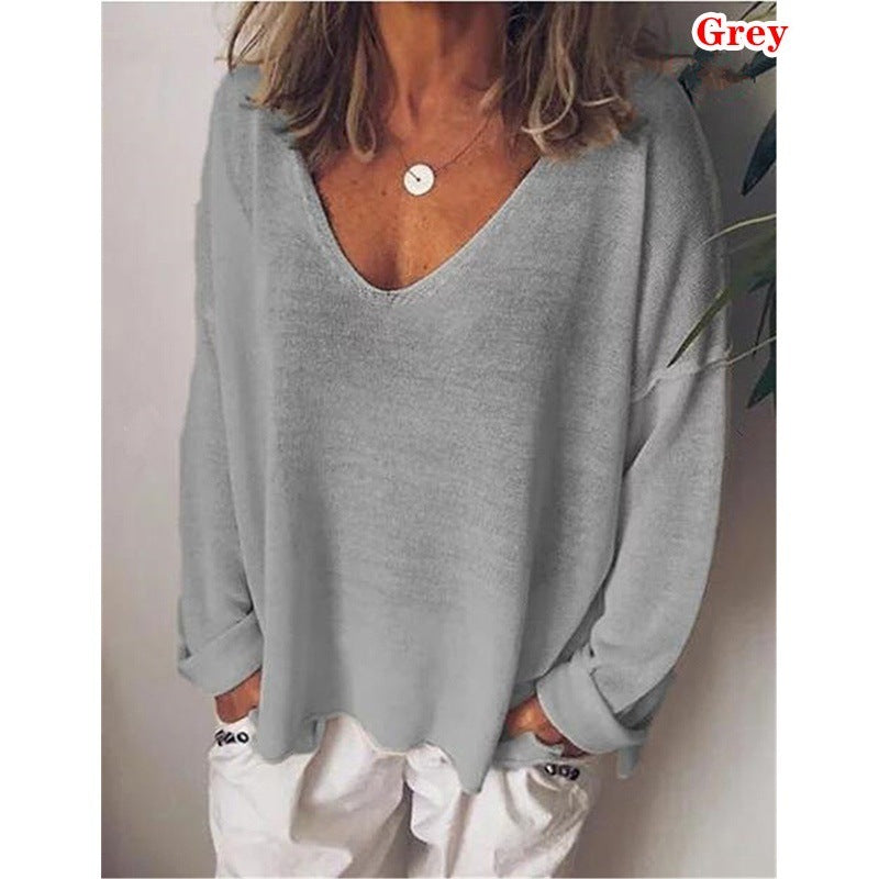 Women's Cotton Blend Solid Color Long Sleeve Blouses