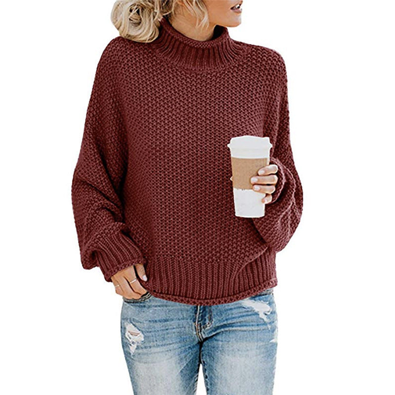 Durable Women's Thick Thread Turtleneck Pullover Sweater