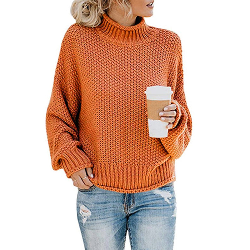 Durable Women's Thick Thread Turtleneck Pullover Sweater