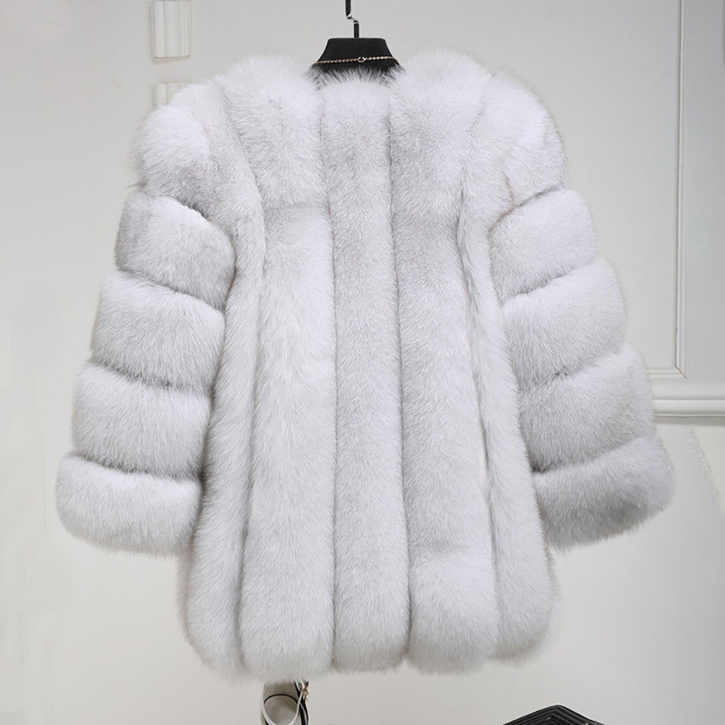 Women's Faux Fur Fox Mid-length Artificial Color Coats