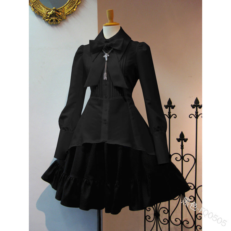 Dress Bow Tie Waist Asymmetric Solid Dresses