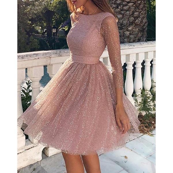 Women's Summer Fashion Long Sleeve Dress High Wedding Dresses