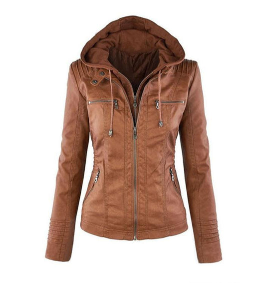 Women's Long Sleeve Solid Color Zipper Hooded Jackets