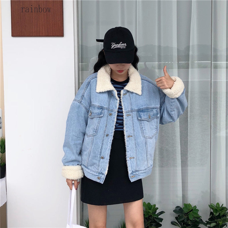 Women's Winter Korean Style Loose Thick Lamb Wool Coats