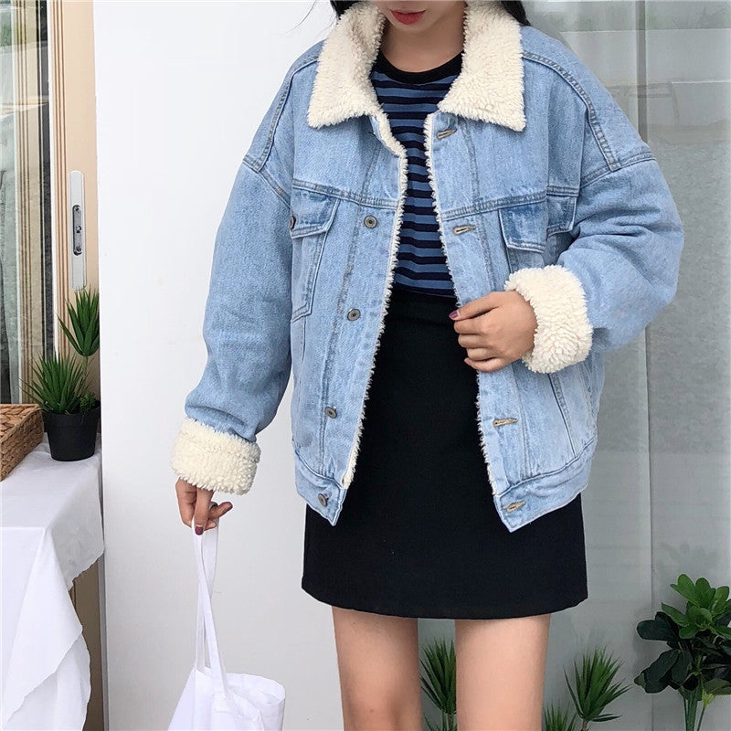 Women's Winter Korean Style Loose Thick Lamb Wool Coats