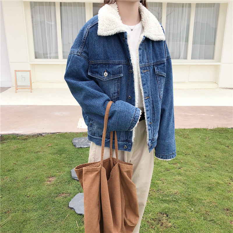Women's Winter Korean Style Loose Thick Lamb Wool Coats